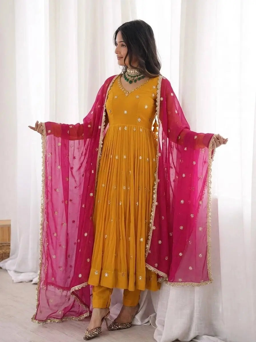 Star Sequin Embroidered Anarkali Set