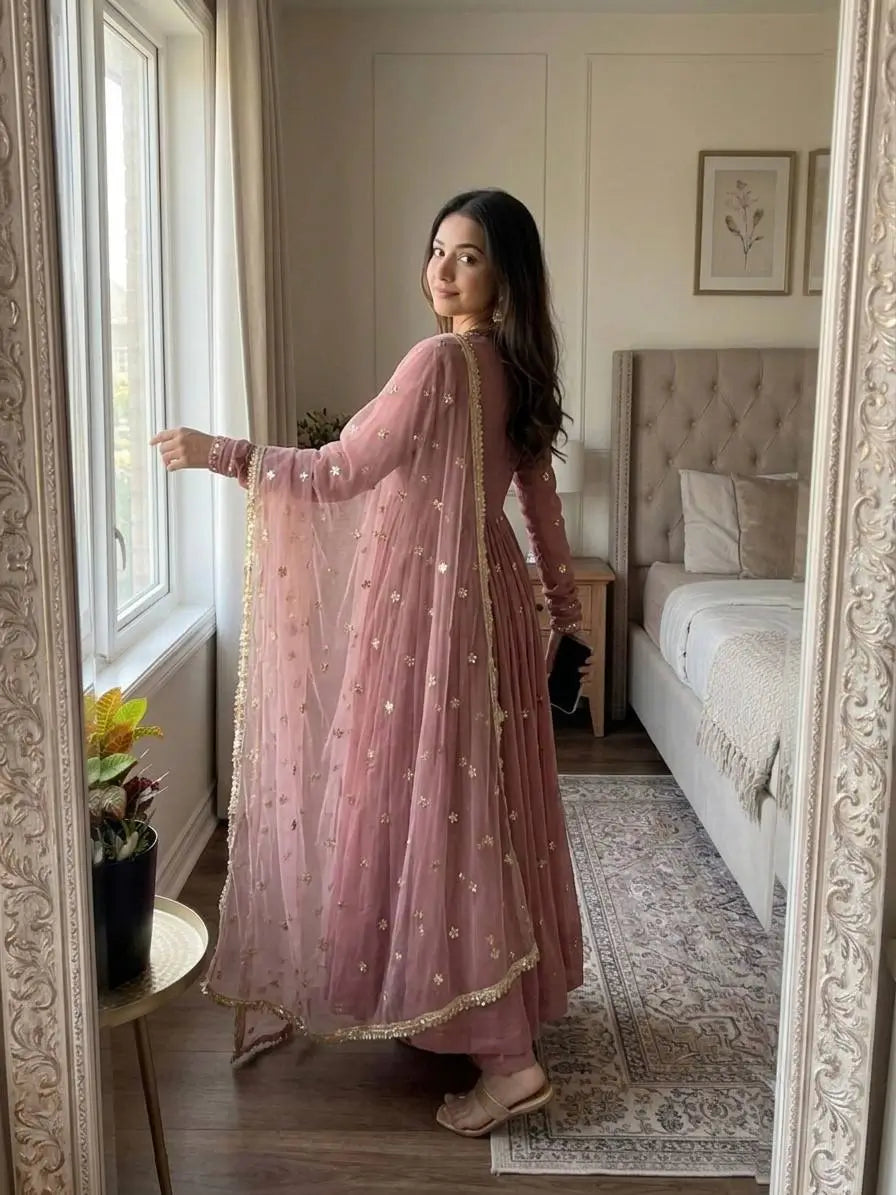 Star Sequin Embroidered Anarkali Set