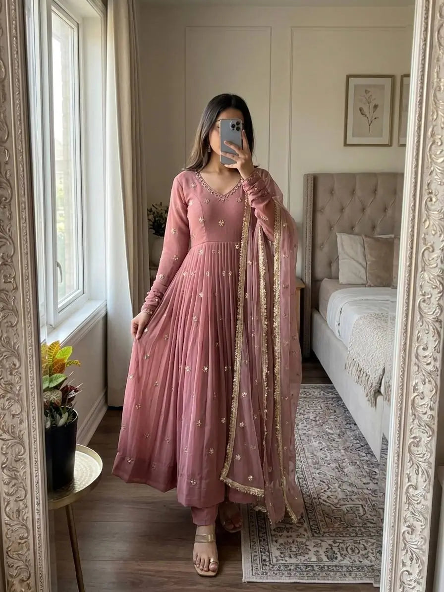 Star Sequin Embroidered Anarkali Set