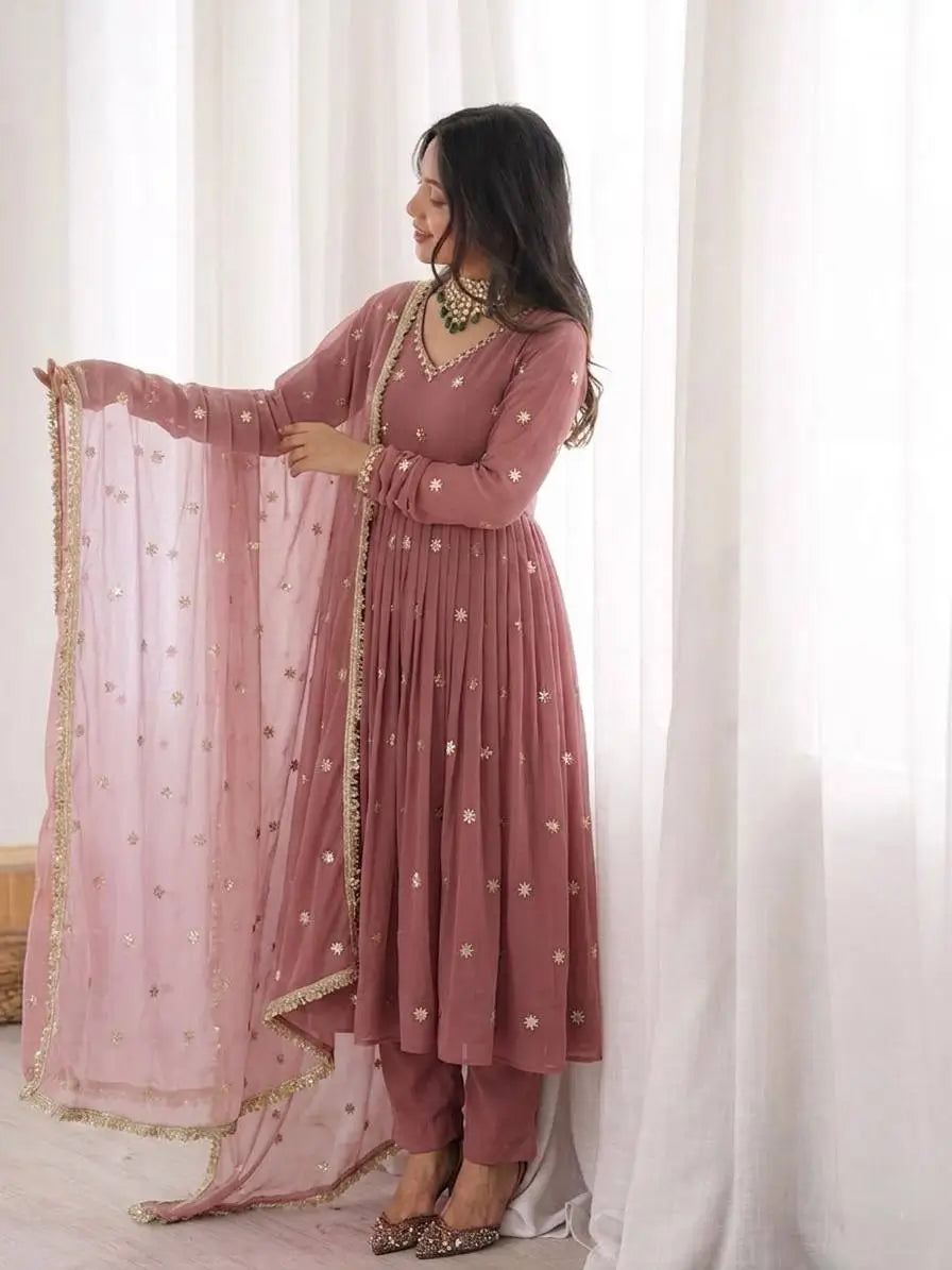 Star Sequin Embroidered Anarkali Set
