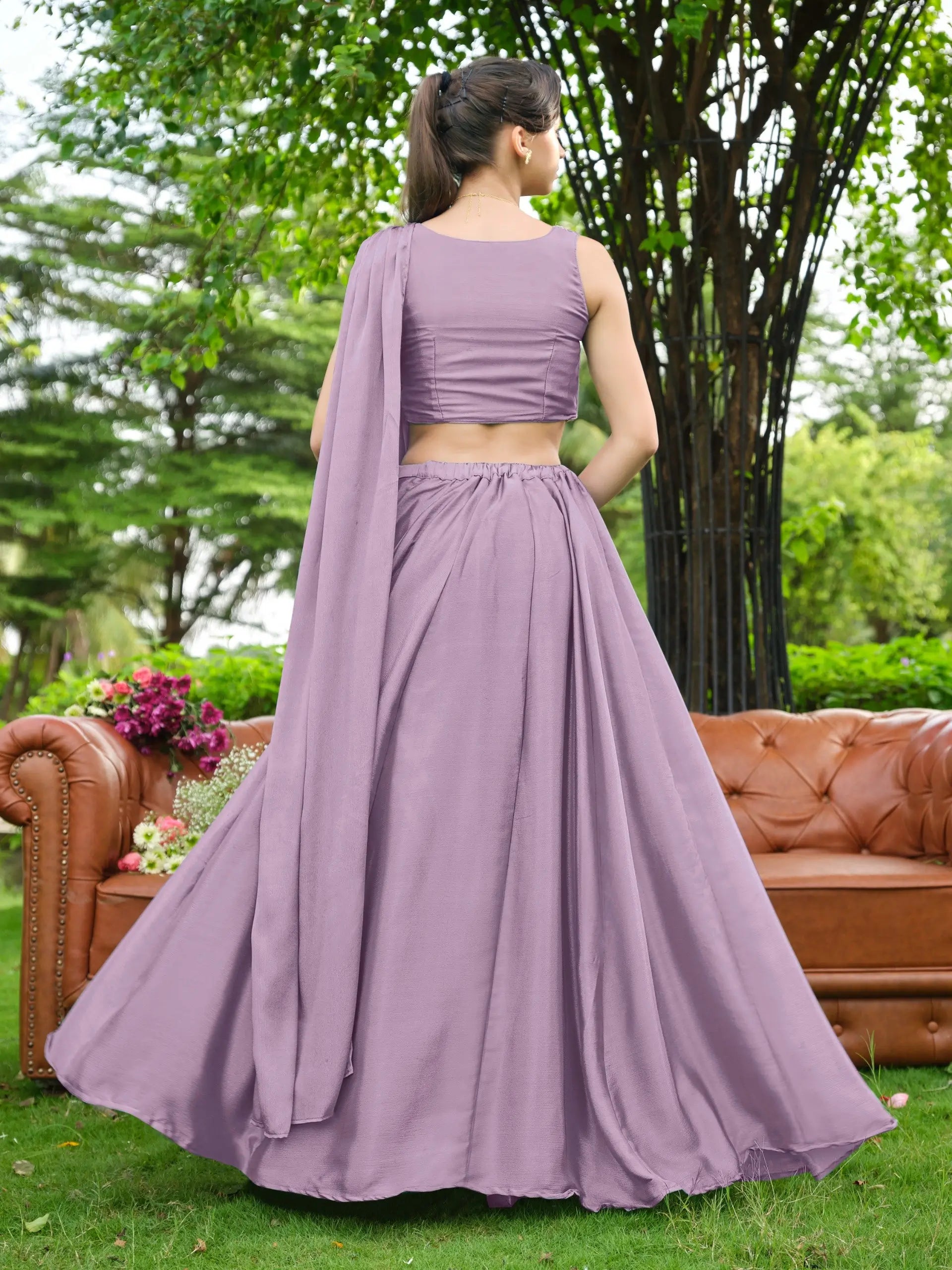 Steel Blue Draped Lehenga
