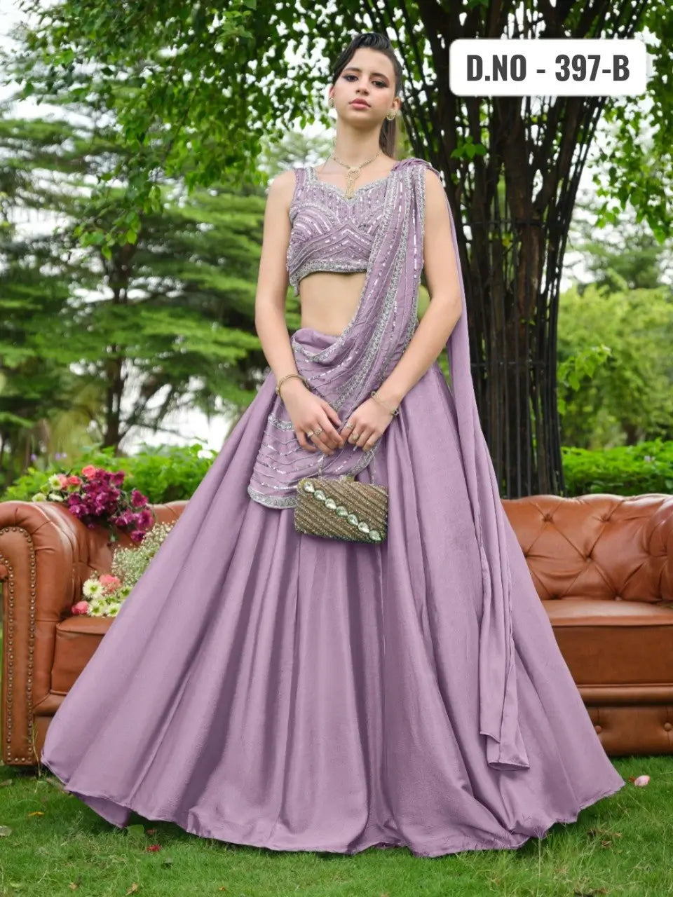 Steel Blue Draped Lehenga