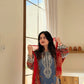 Steel Blue Paisley Chinon Print Kurta Set