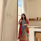 Steel Blue Paisley Chinon Print Kurta Set