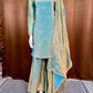 Steel Blue Premium Fandy Sharara Set with Zari Sequence Embroidery and Dupatta