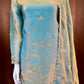 Steel Blue Premium Fandy Sharara Set with Zari Sequence Embroidery and Dupatta