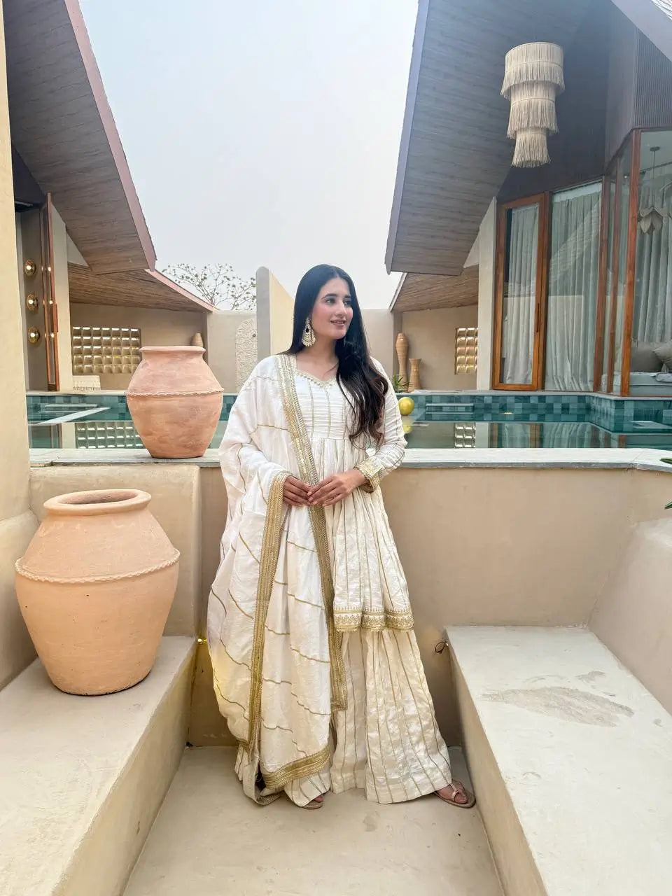 Striped Gold Trim Sharara