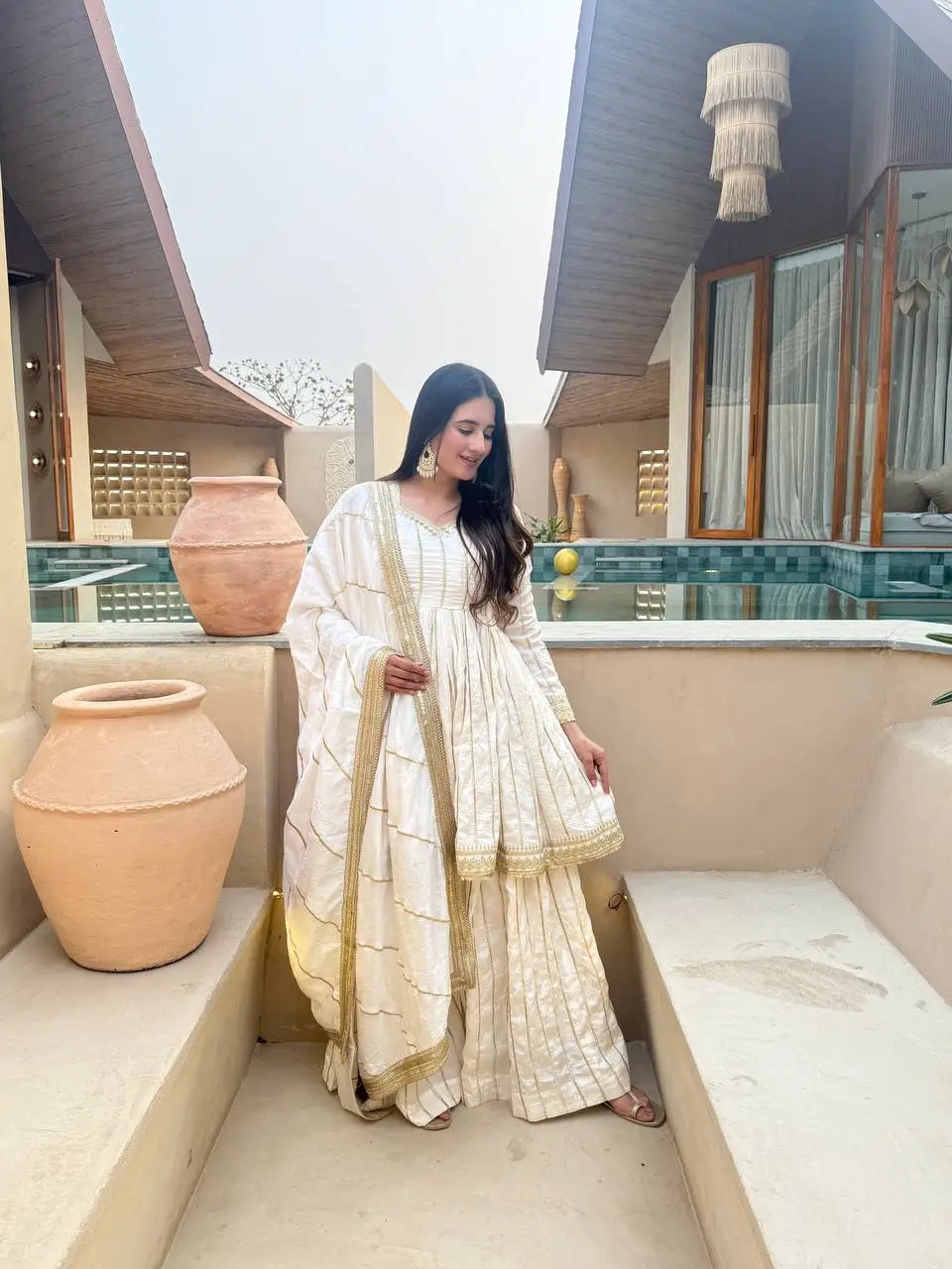Striped Gold Trim Sharara