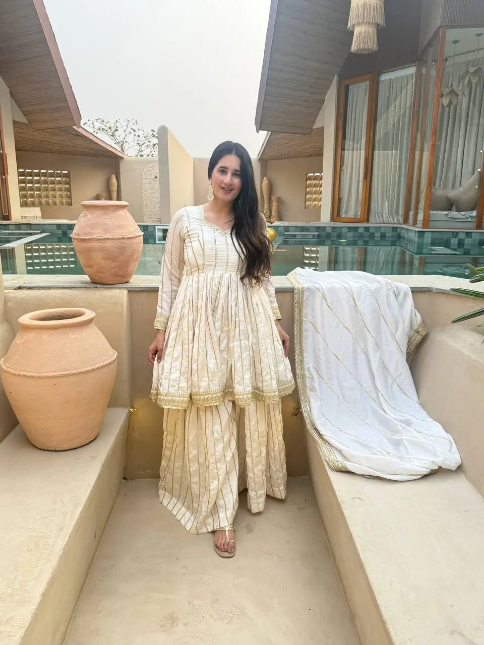 Striped Gold Trim Sharara