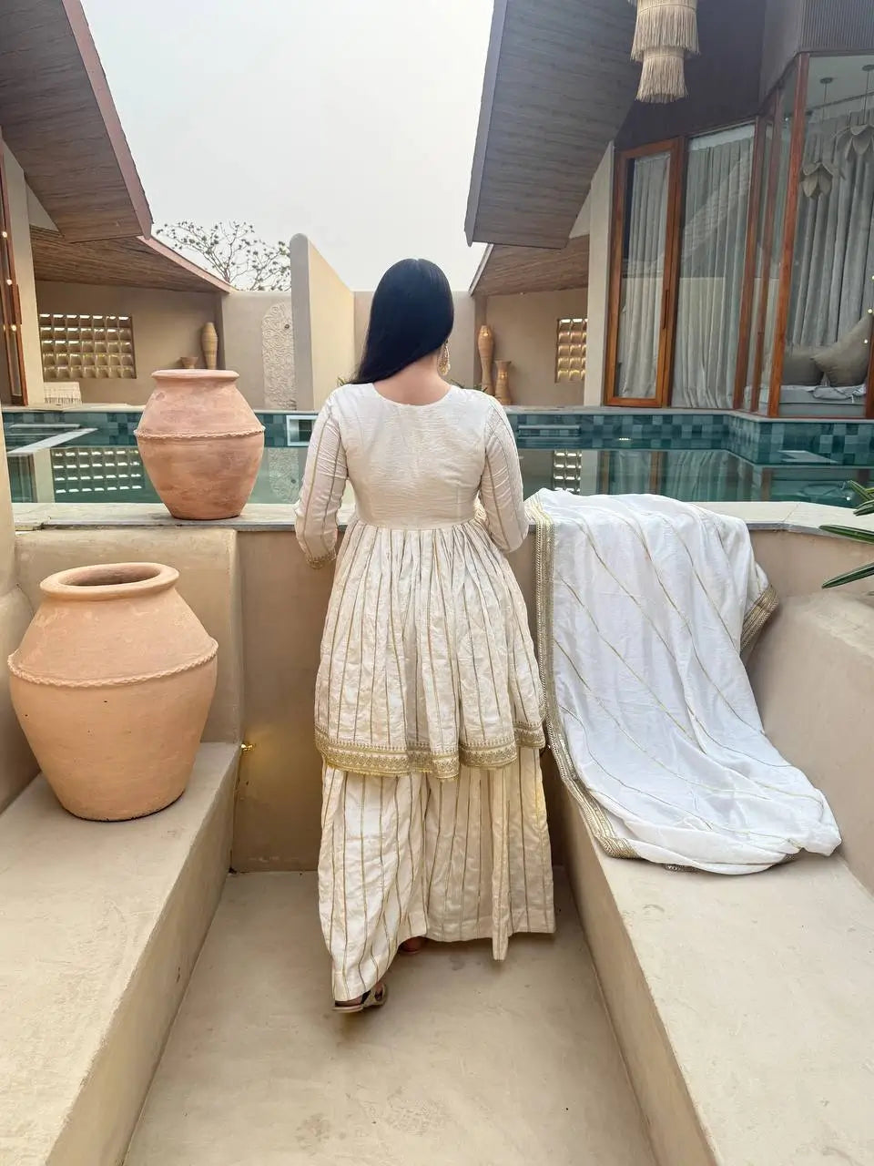 Striped Gold Trim Sharara