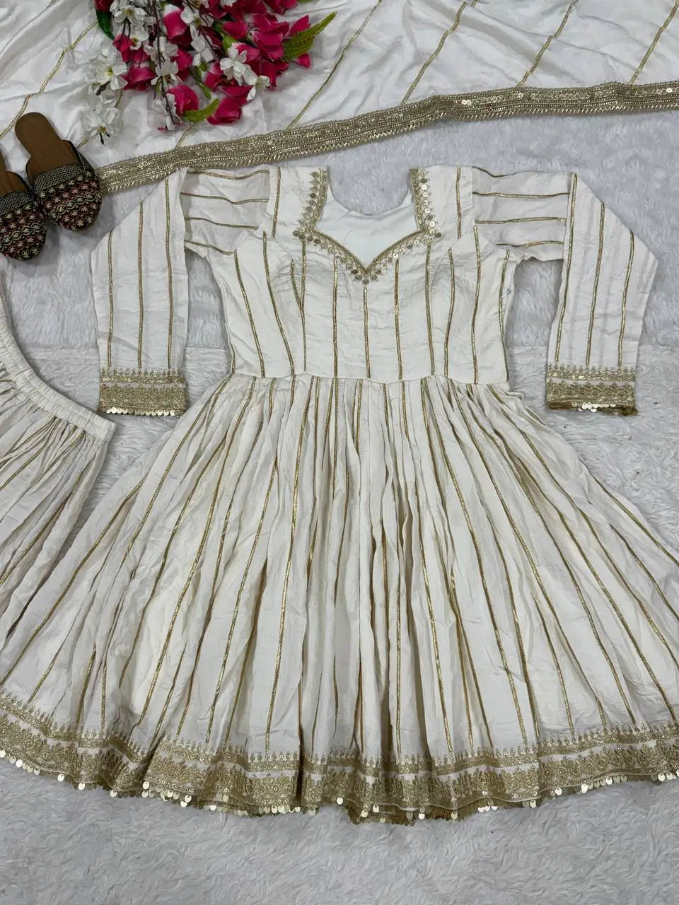 Striped Gold Trim Sharara