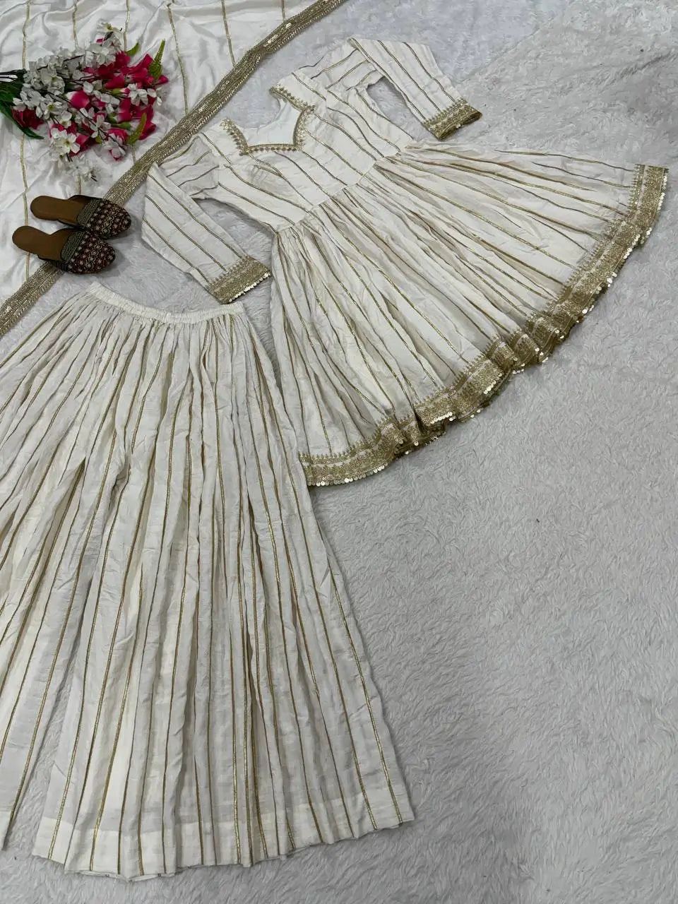 Striped Gold Trim Sharara
