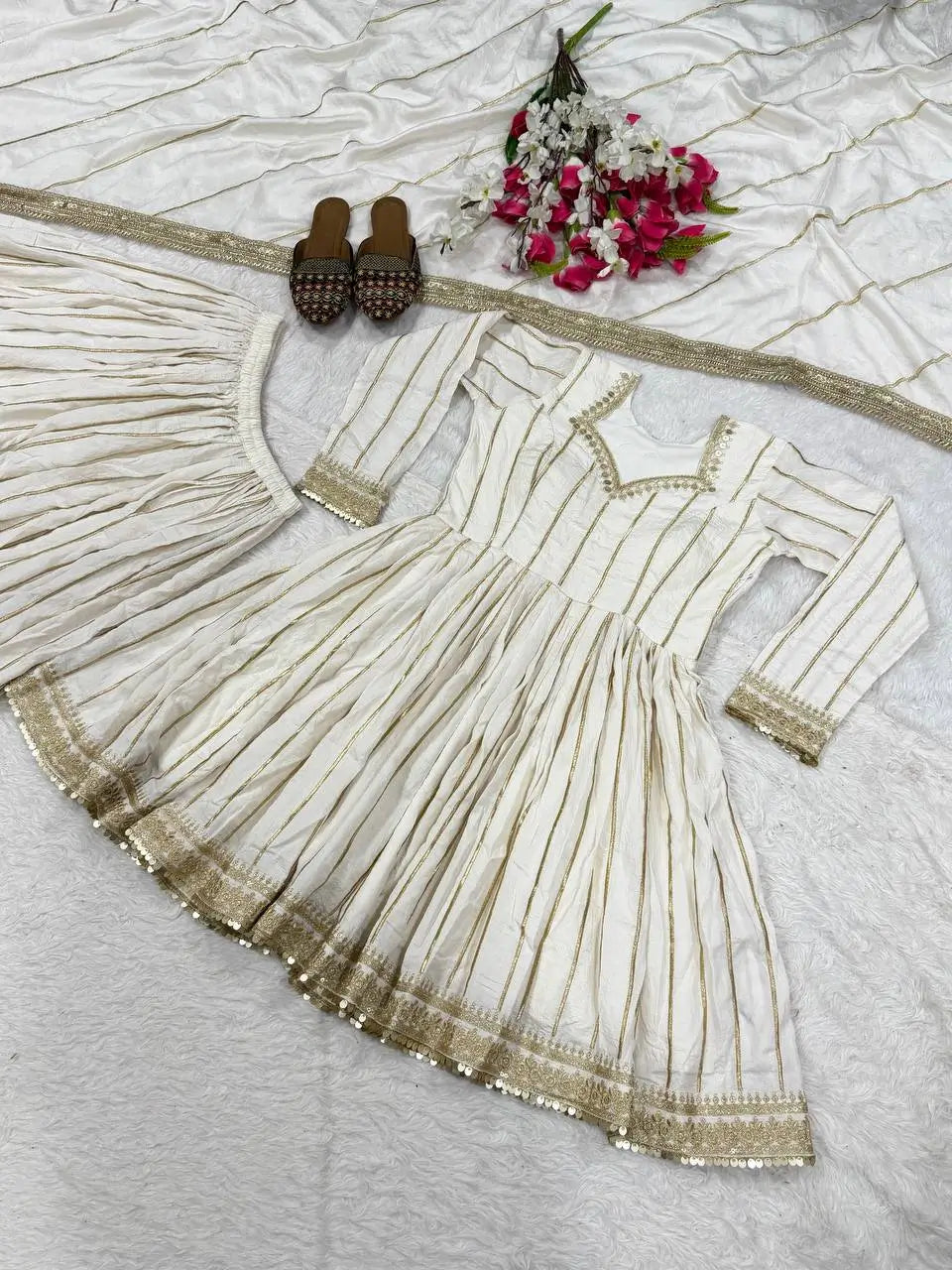 Striped Gold Trim Sharara