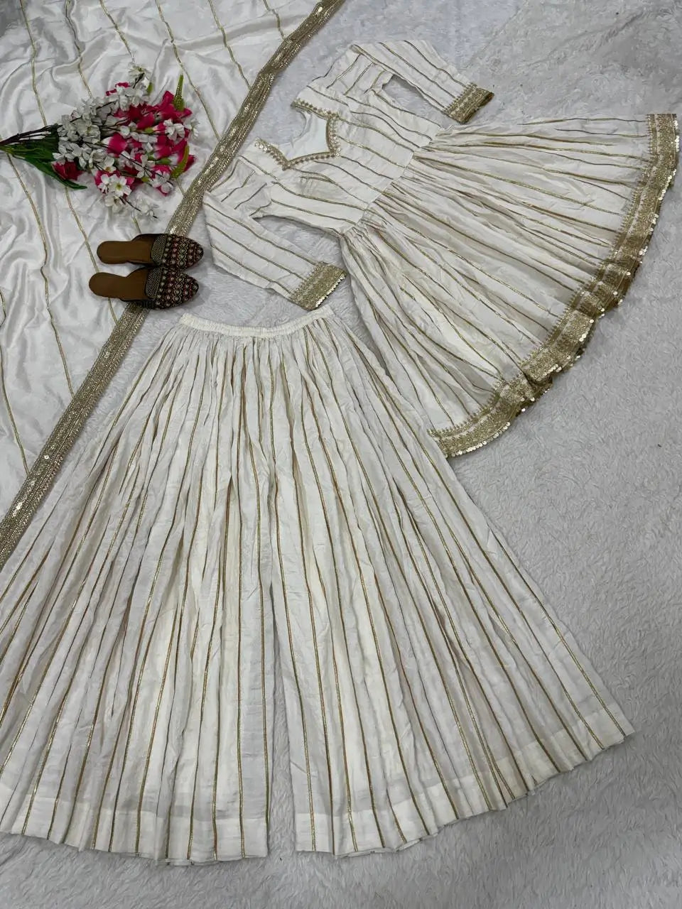 Striped Gold Trim Sharara