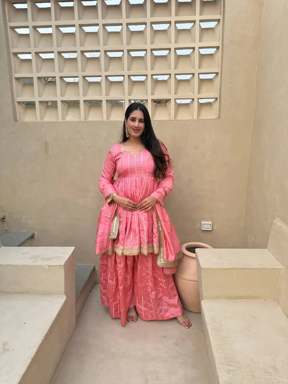 Striped Gold Trim Sharara