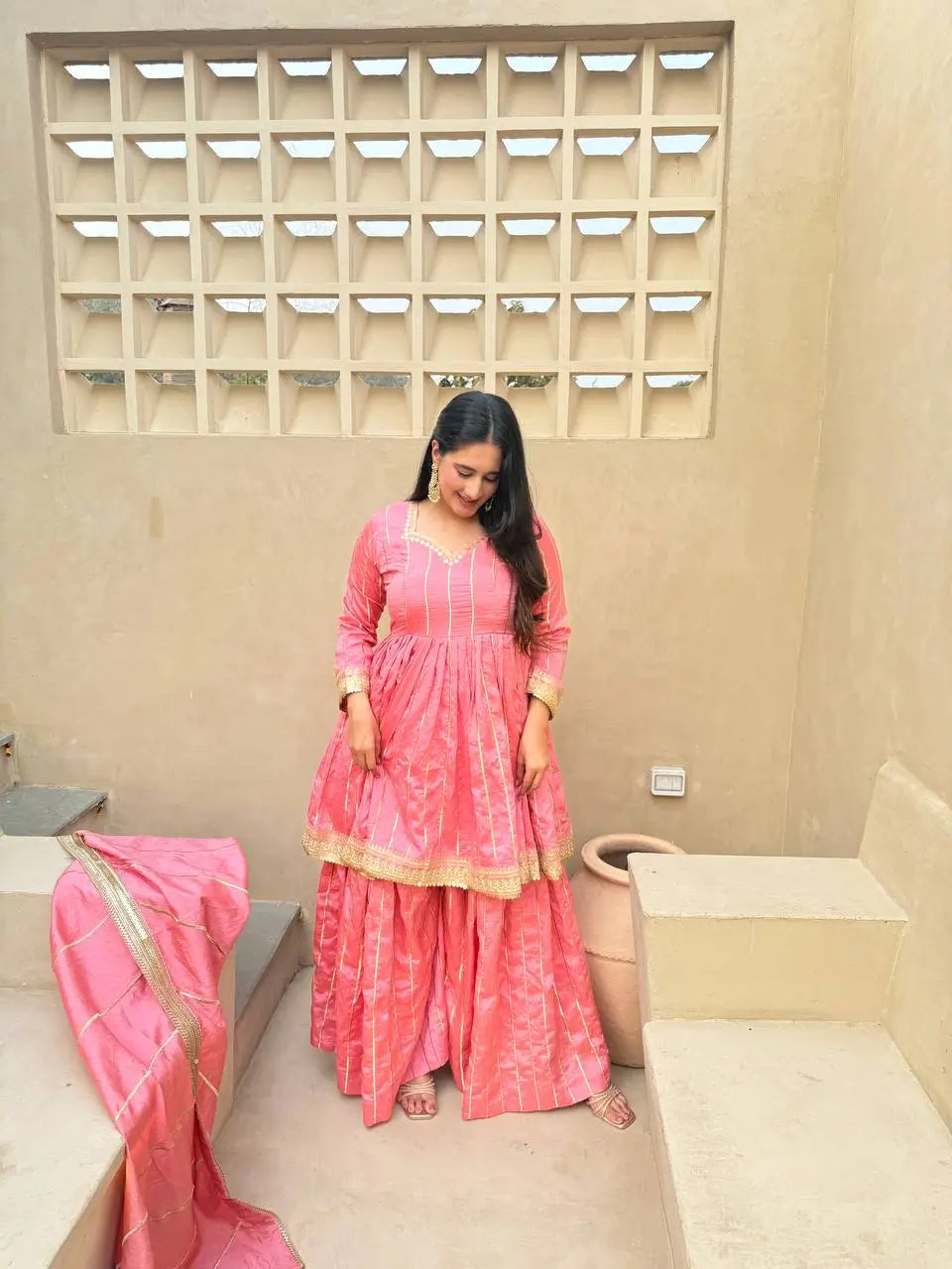 Striped Gold Trim Sharara
