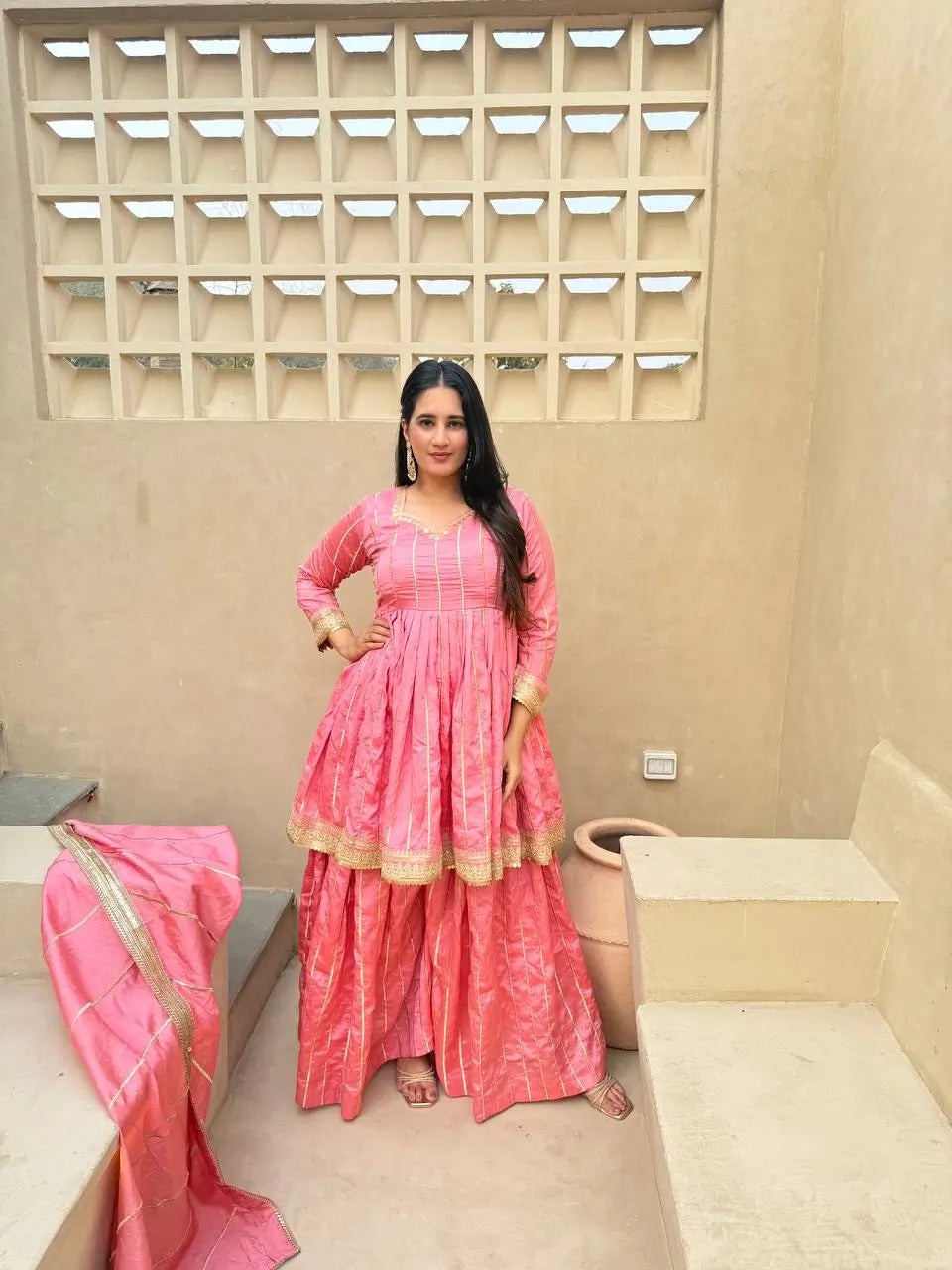 Striped Gold Trim Sharara