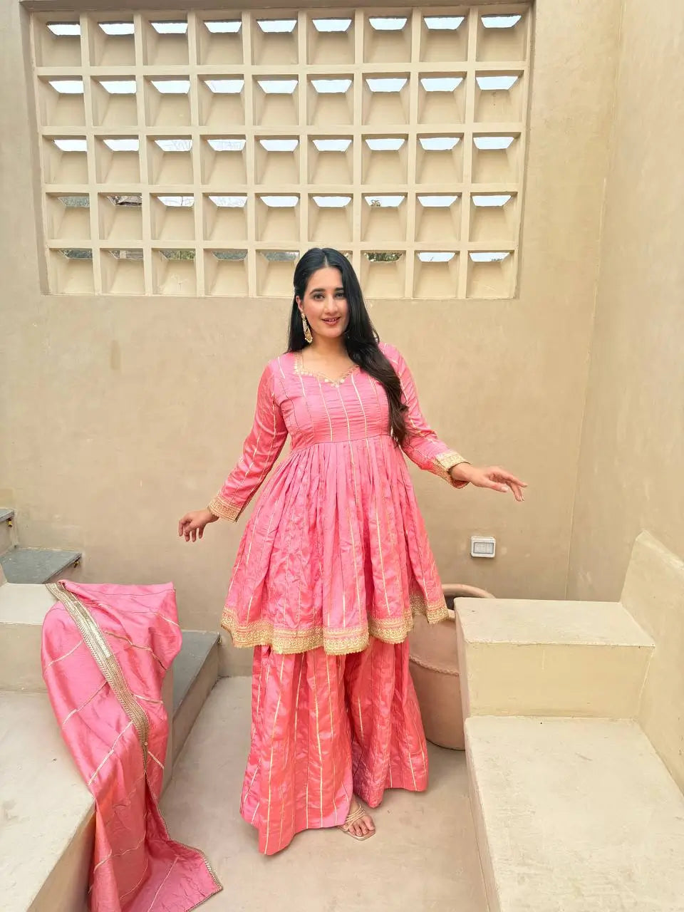 Striped Gold Trim Sharara