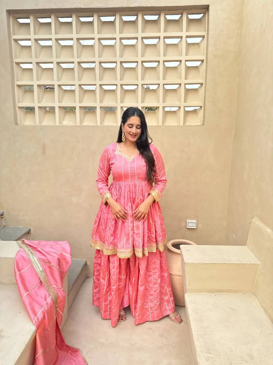 Striped Gold Trim Sharara