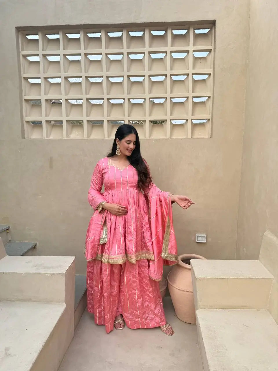 Striped Gold Trim Sharara