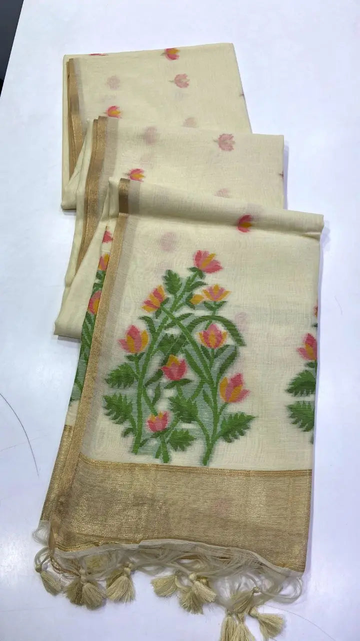 Summer Jamdani Weave Saree for Festive, Traditional and Day Wear