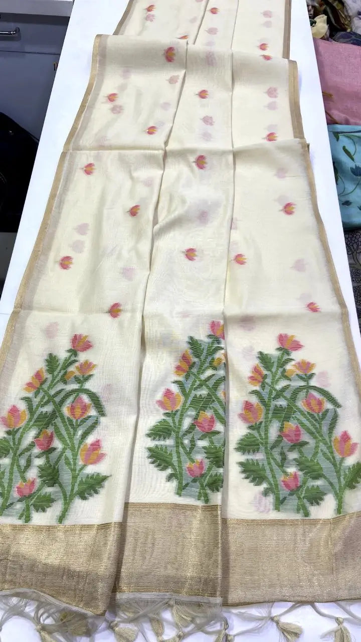 Summer Jamdani Weave Saree for Festive, Traditional and Day Wear