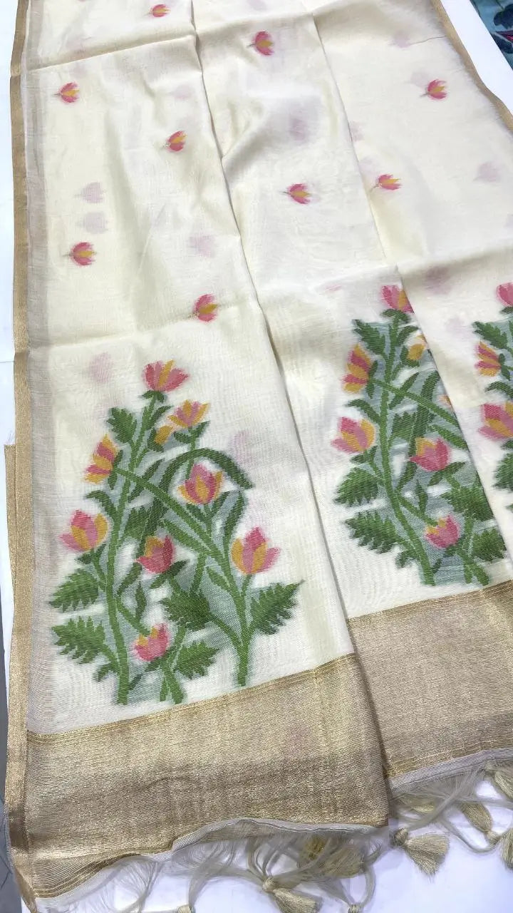 Summer Jamdani Weave Saree for Festive, Traditional and Day Wear