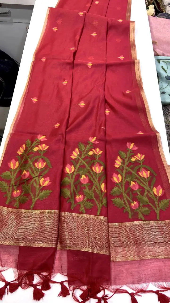 Summer Jamdani Weave Saree for Festive, Traditional and Day Wear
