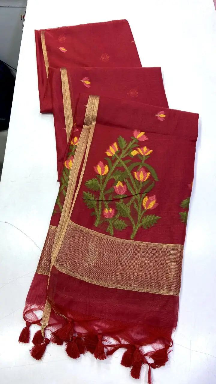 Summer Jamdani Weave Saree for Festive, Traditional and Day Wear