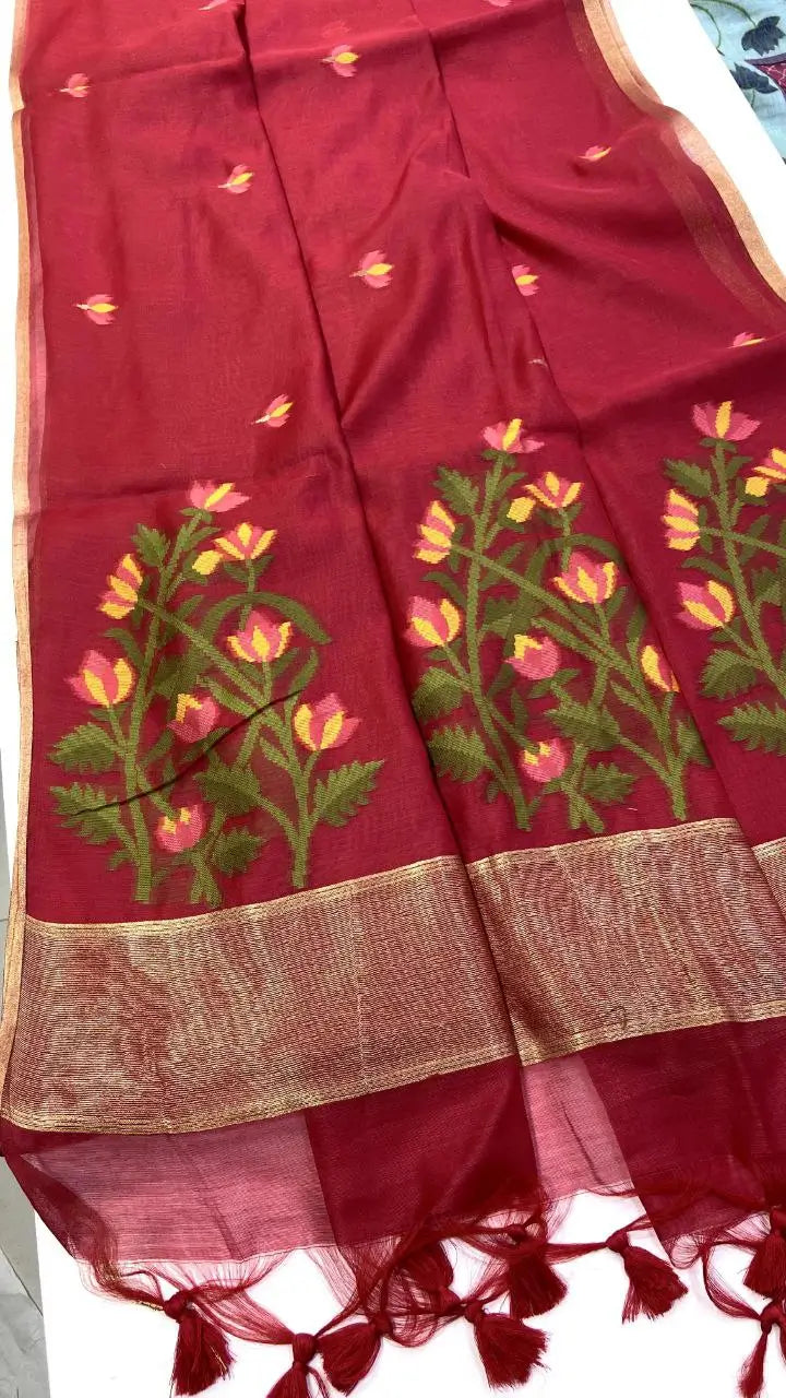 Summer Jamdani Weave Saree for Festive, Traditional and Day Wear