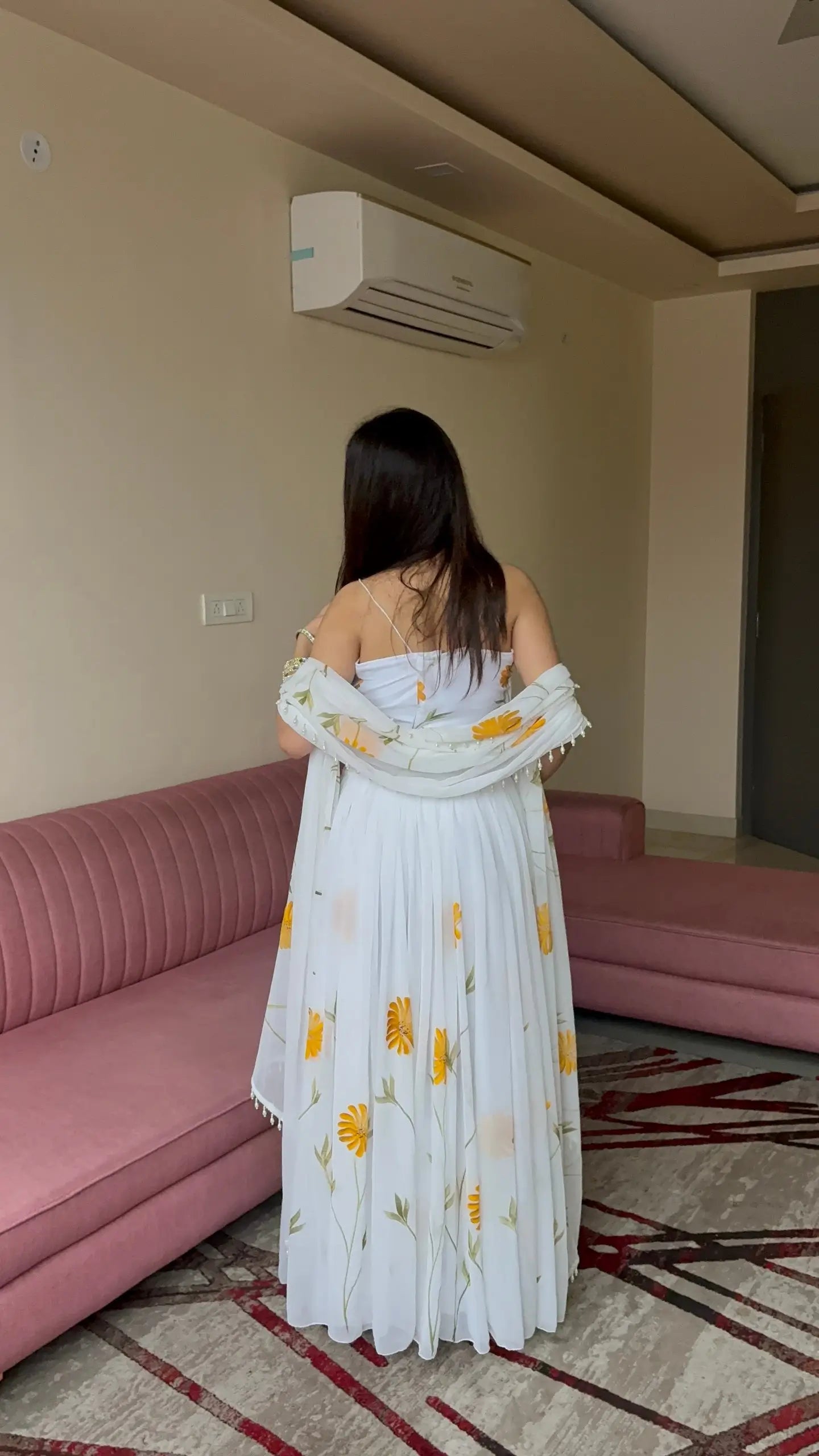 Sunflower Bloom Organza Lehenga Set for Festive and Haldi Functions