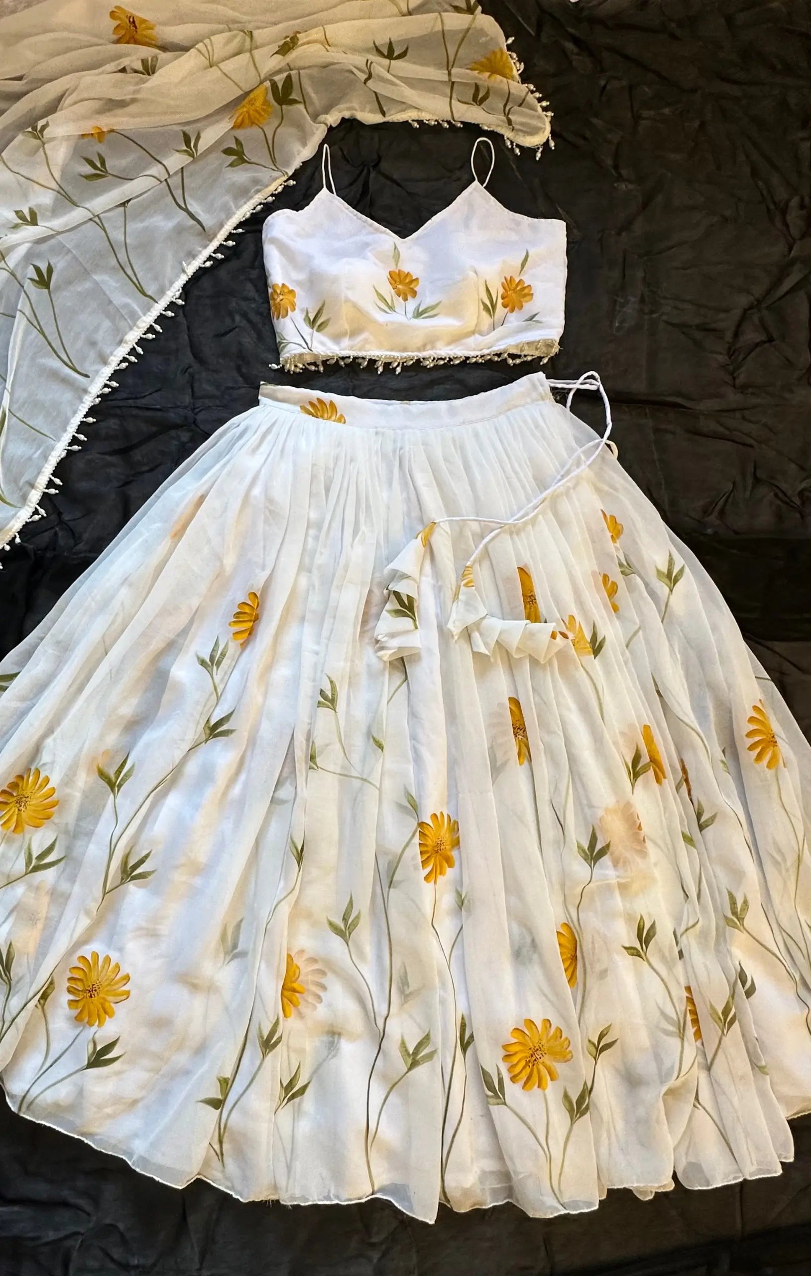 Sunflower Bloom Organza Lehenga Set for Festive and Haldi Functions