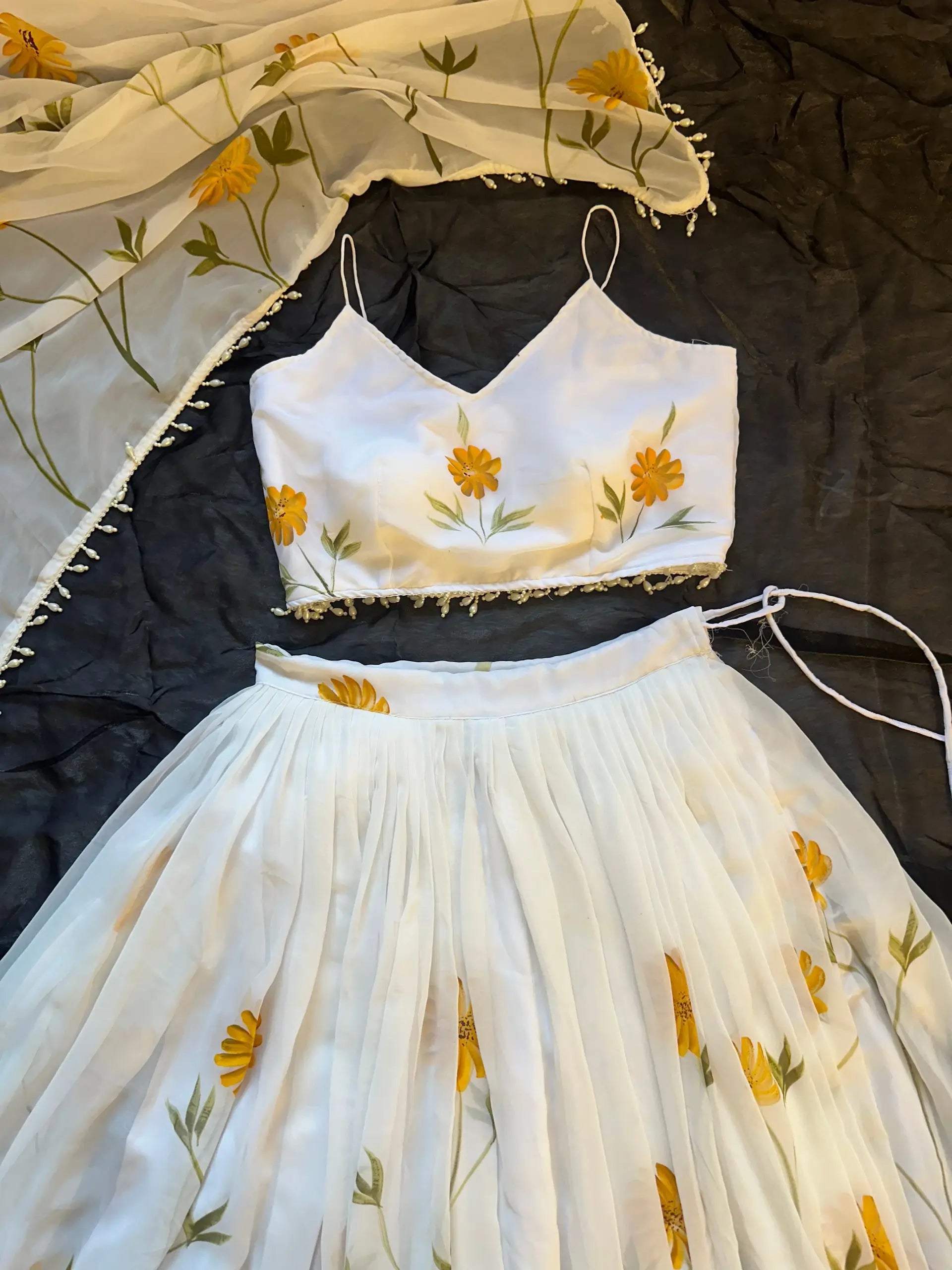 Sunflower Bloom Organza Lehenga Set for Festive and Haldi Functions