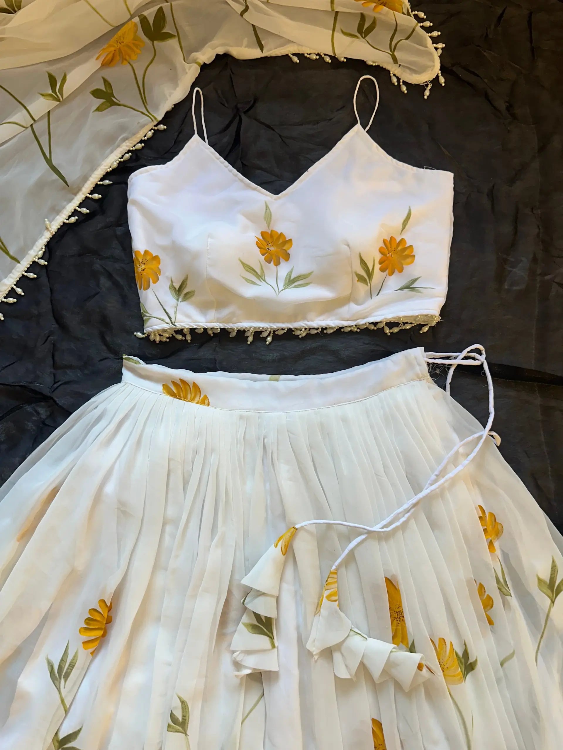 Sunflower Bloom Organza Lehenga Set for Festive and Haldi Functions