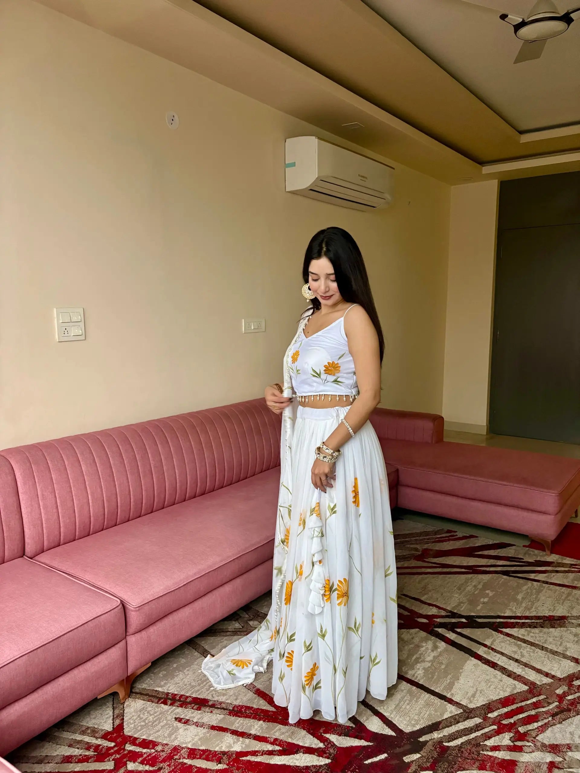 Sunflower Bloom Organza Lehenga Set for Festive and Haldi Functions