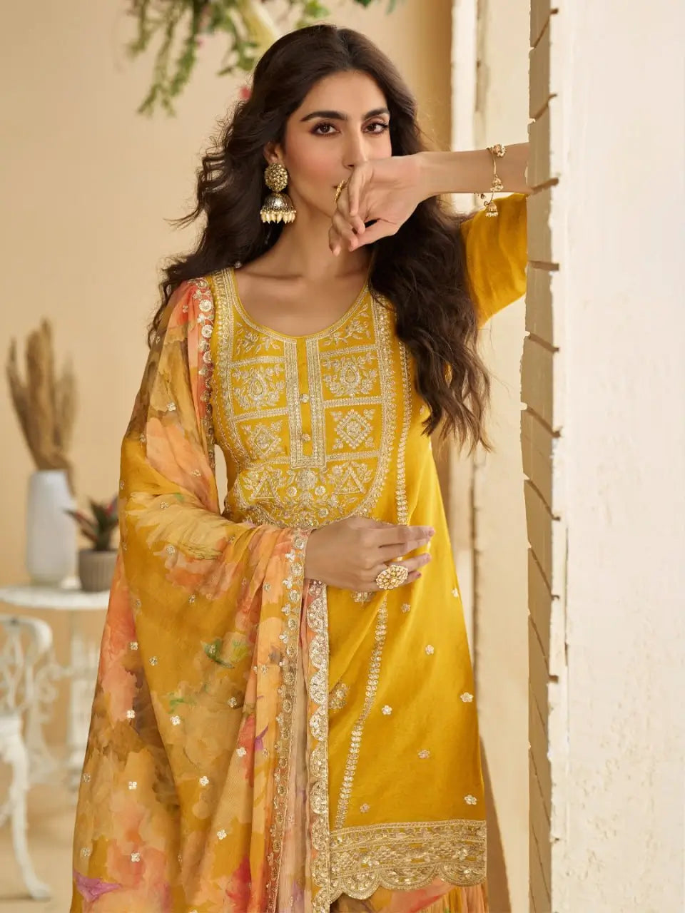 Sunlit Elegance Sharara Suit Set for Festive and Wedding Wear