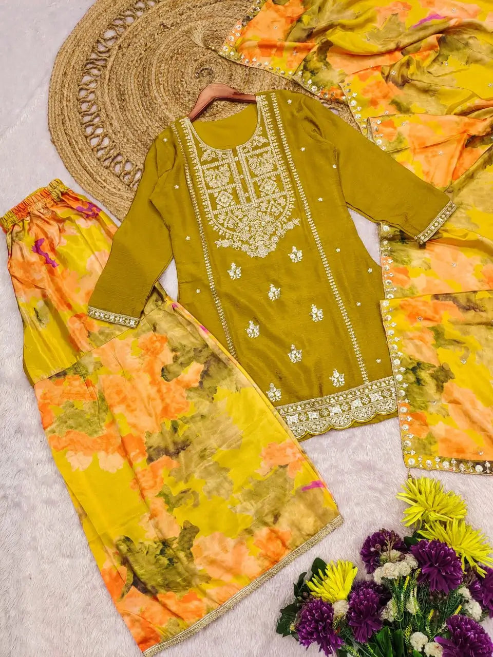Sunlit Elegance Sharara Suit Set for Festive and Wedding Wear
