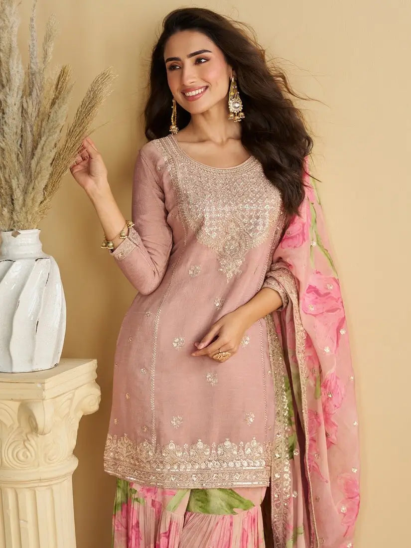 Sunlit Elegance Sharara Suit Set for Festive and Wedding Wear