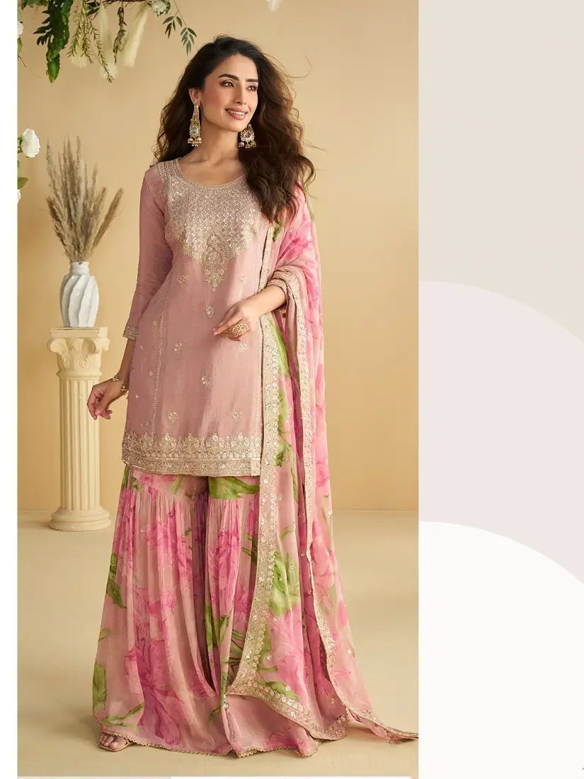 Sunlit Elegance Sharara Suit Set for Festive and Wedding Wear