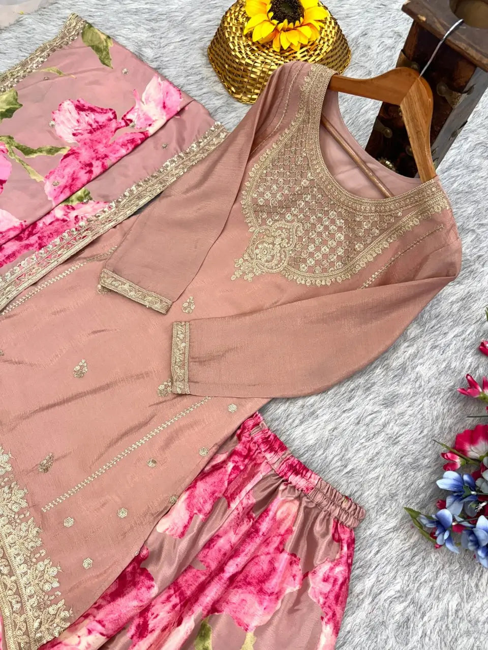 Sunlit Elegance Sharara Suit Set for Festive and Wedding Wear