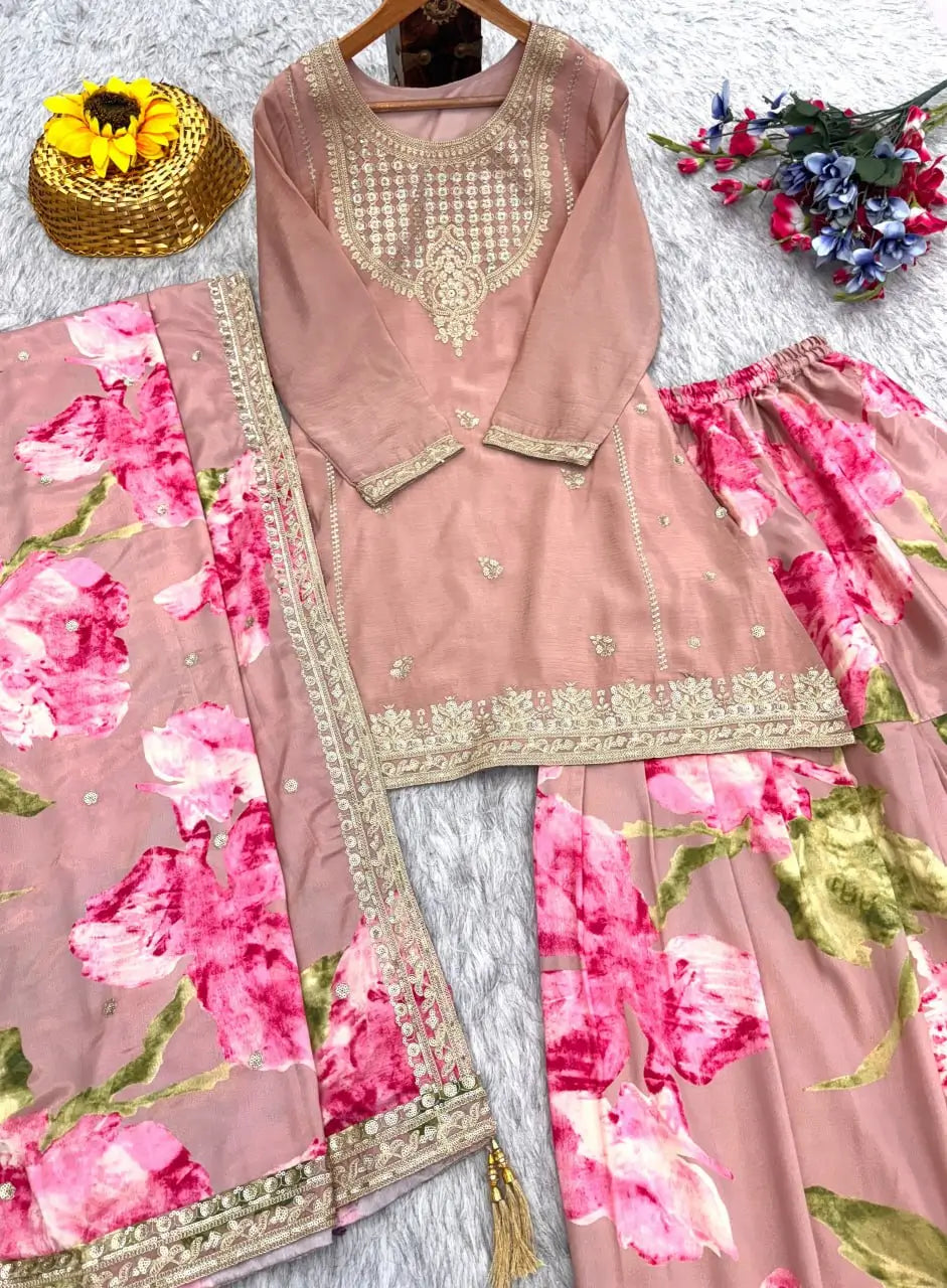 Sunlit Elegance Sharara Suit Set for Festive and Wedding Wear
