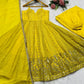 Sunlit Festive Embroidered Organza Gown Set for Haldi and Day Functions