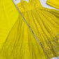 Sunlit Festive Embroidered Organza Gown Set for Haldi and Day Functions