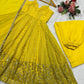 Sunlit Festive Embroidered Organza Gown Set for Haldi and Day Functions