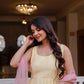 Sunlit Grace Roman Cotton Kurta Pant Dupatta Set for Festive and Family Occasions