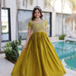 Sunlit Grace Silk Embroidered Flared Gown for Festive and Wedding Wear