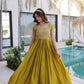 Sunlit Grace Silk Embroidered Flared Gown for Festive and Wedding Wear