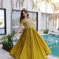 Sunlit Grace Silk Embroidered Flared Gown for Festive and Wedding Wear