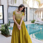 Sunlit Grace Silk Embroidered Flared Gown for Festive and Wedding Wear