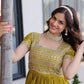 Sunlit Grace Silk Embroidered Flared Gown for Festive and Wedding Wear